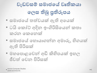 වැඩවසම් (වයාජ) වෘතිකො
Aurora Computer Studies
(www.auroracs.lk)
9

 