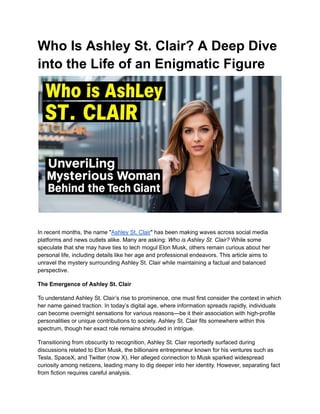 Who Is Ashley St. Clair? A Deep Dive into the Life of an Enigmatic Figure PDF