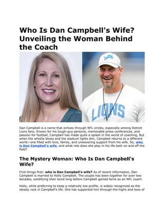 Meet The Woman Behind The Coach Dan Campbells Wife Her Philanthropic Work - osvfp46