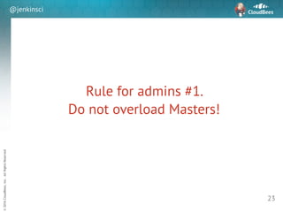 sd
©2016CloudBees,Inc.AllRightsReserved
@jenkinsci
Rule for admins #1.  
Do not overload Masters!
23
 