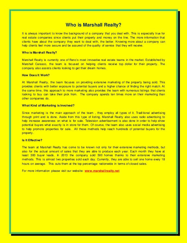 Who is marshall realty