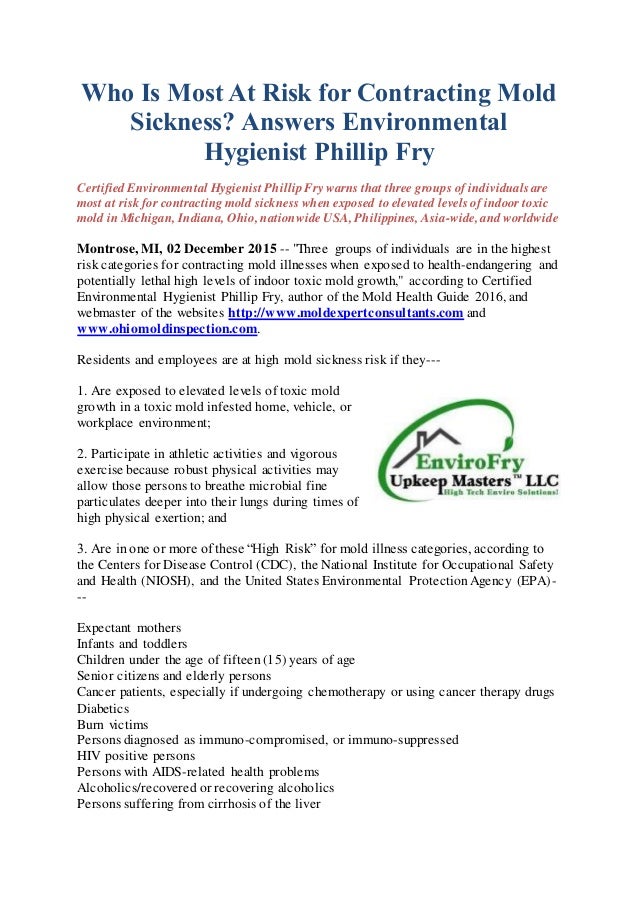 who is most at risk for contracting mold sickness answers environme environmental hygienist