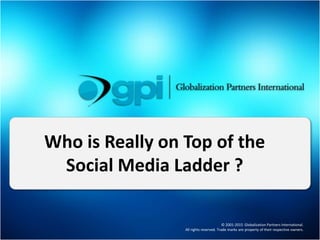 © 2001-2015 Globalization Partners International.
All rights reserved. Trade marks are property of their respective owners.
Who is Really on Top of the
Social Media Ladder ?
 