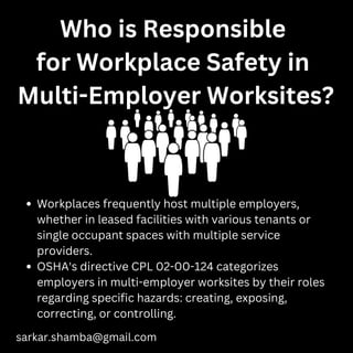 Who is responsible for workplace safety in multi employer worksites PDF Who is responsible for workplace safety in multi employer worksites PDF