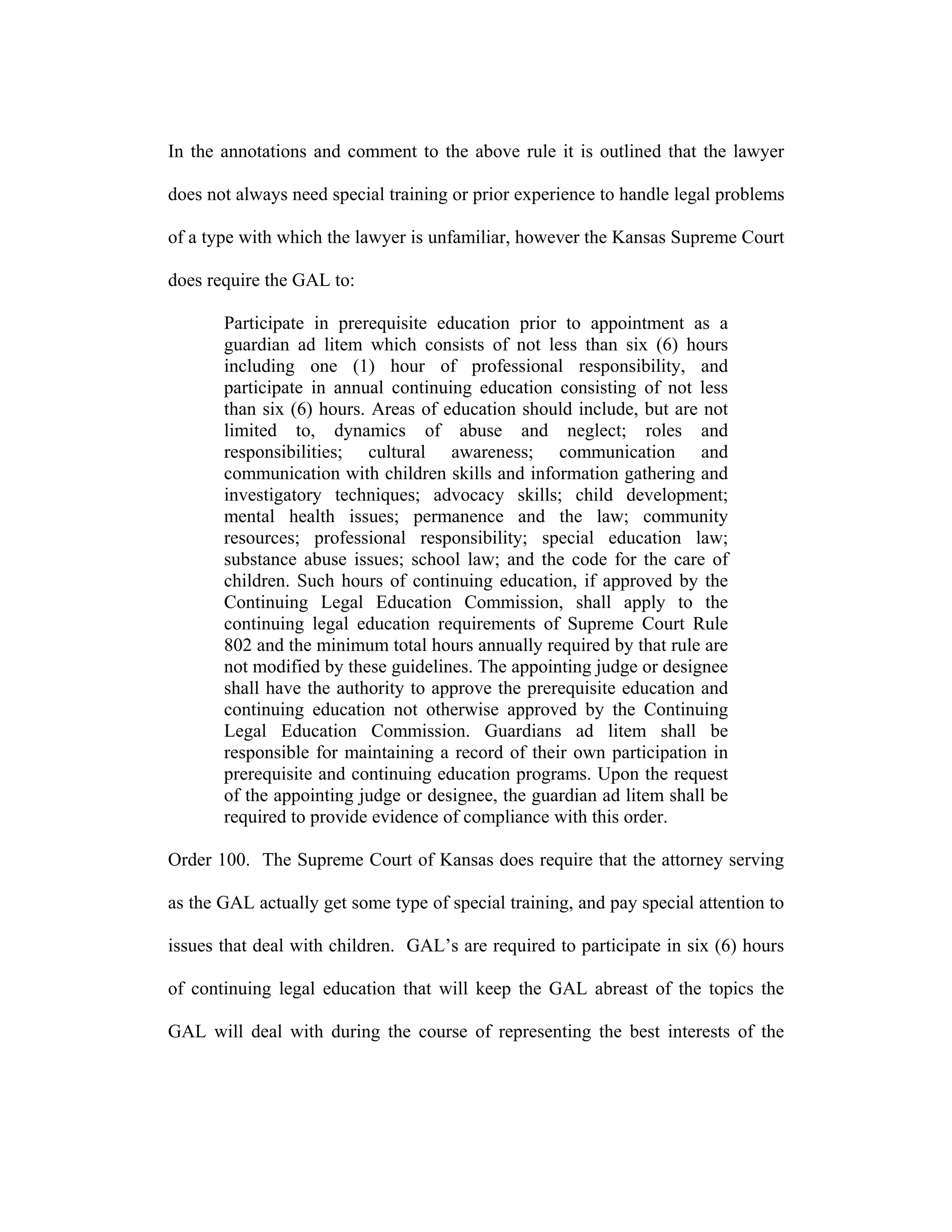 Who Is The Client? Ethical Duties of GAL (guardian ad litem) in Kansas