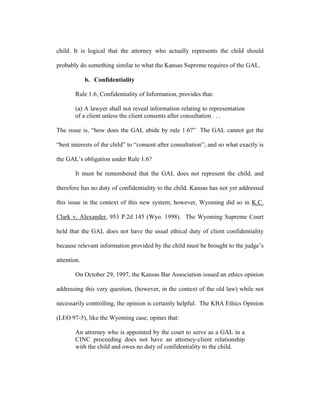 Who Is The Client? Ethical Duties of GAL (guardian ad litem) in Kansas