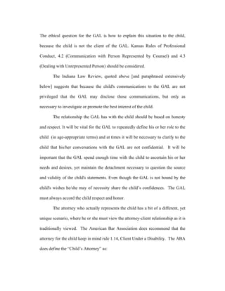 Who Is The Client? Ethical Duties of GAL (guardian ad litem) in Kansas