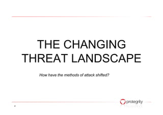 THE CHANGING
THREAT LANDSCAPETHREAT LANDSCAPE
4
How have the methods of attack shifted?
 