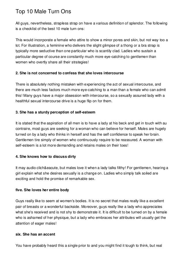 Top 10 turn ons for guys Top 10 turn ons for guys