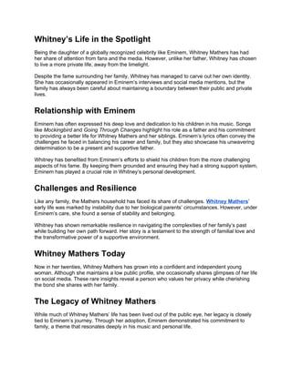 Who is Whitney Mathers? Exploring the Life and Legacy of Eminem's