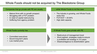 Whole Foods should not be acquired by The Blackstone Group
11/21/2015 6
….while Whole Foods is not the caseCompanies that ...