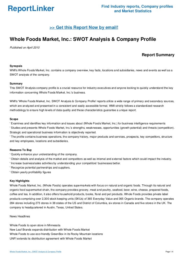 whole foods market swot Read the latest stories about whole foods market on fortune. whole foods market swot Read the latest stories about whole foods market on fortune.