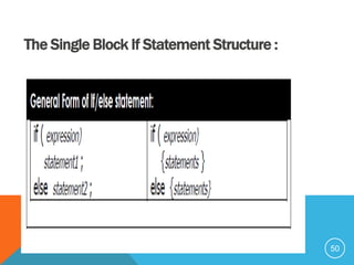 The Single Block If Statement Structure :
50
 