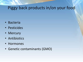 ProteinsIts not just beef that gives musclePlant based proteins can total same with less side effects (antibiotic traces, hormones, sat fat)Care with protein supplements!