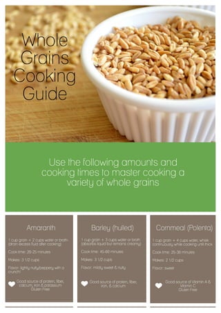 Whole grains cooking guide