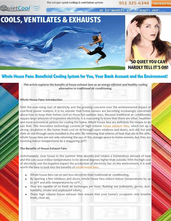 Whole House Fans Beneficial Cooling System for You, Your Bank Account