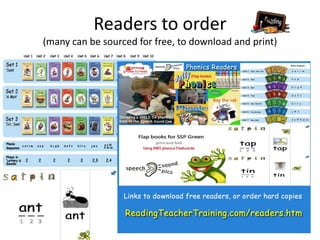 Readers to order
(many can be sourced for free, to download and print)
 