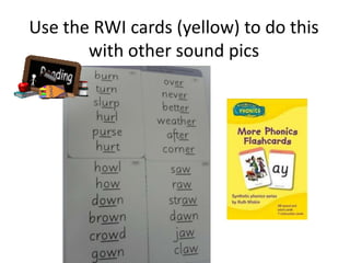 Use the RWI cards (yellow) to do this
       with other sound pics
 