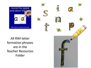 All RWI letter
formation phrases
     are in the
Teacher Resources
       Folder
 
