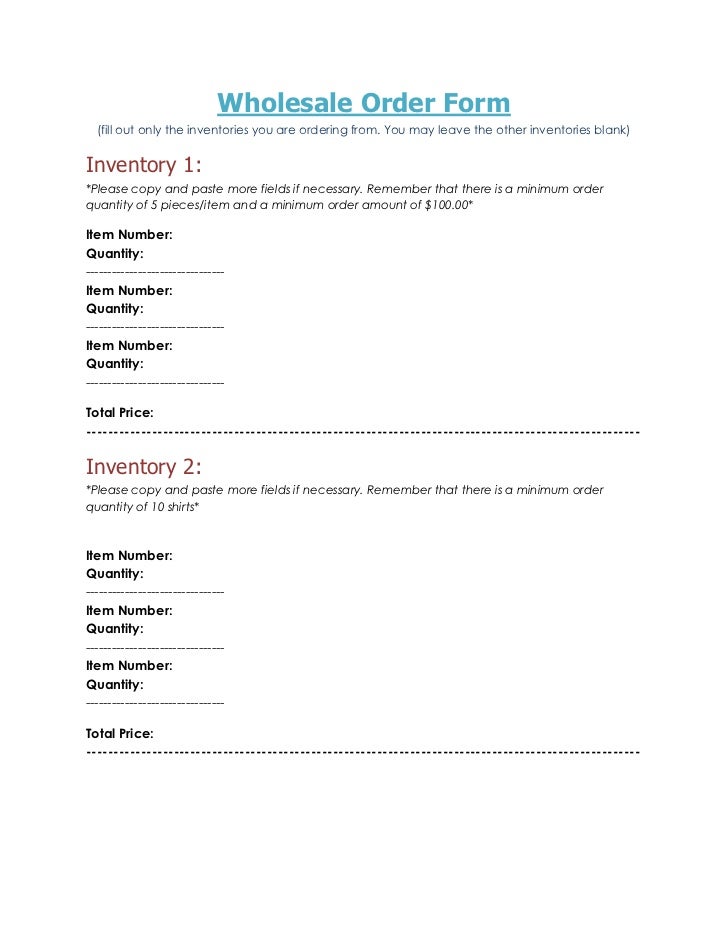 wholesale order form