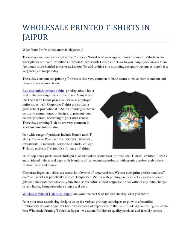 Wholesale Printed T Shirts In Jaipur