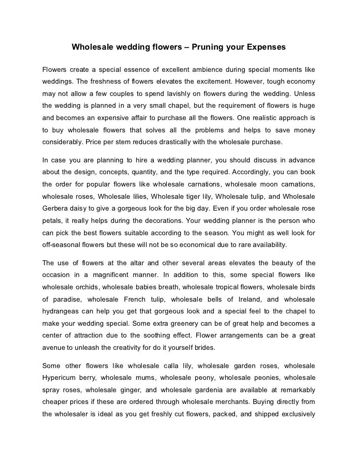 Wholesale wedding flowers Pruning your Expenses