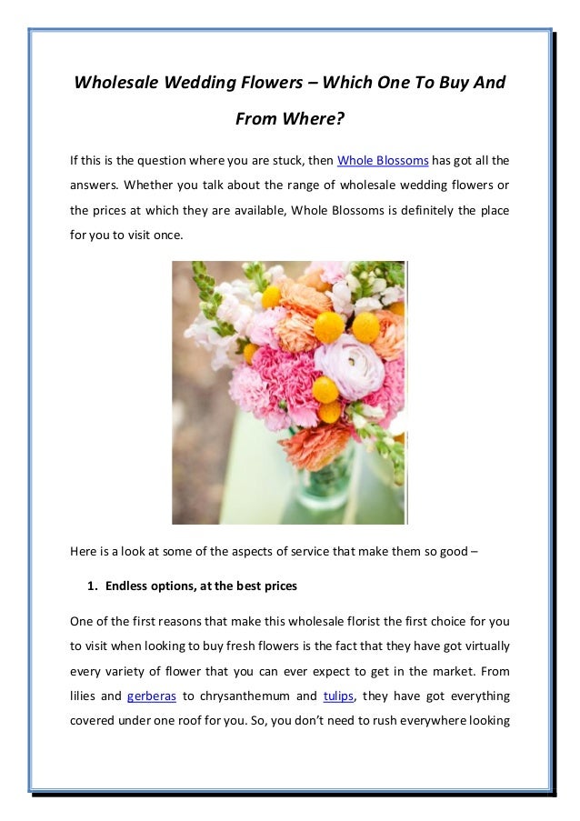 Wholesale Wedding Flowers Which One To Buy And From Where