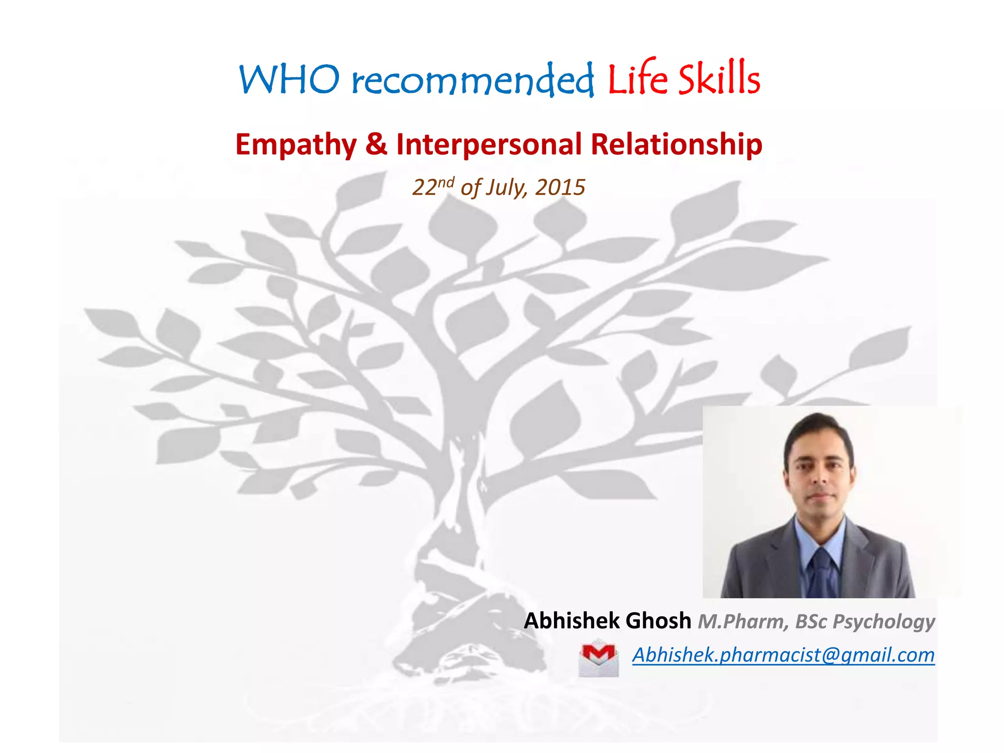 Who Recommended Life Skills Empathy Interpersonal Relationship Pptx