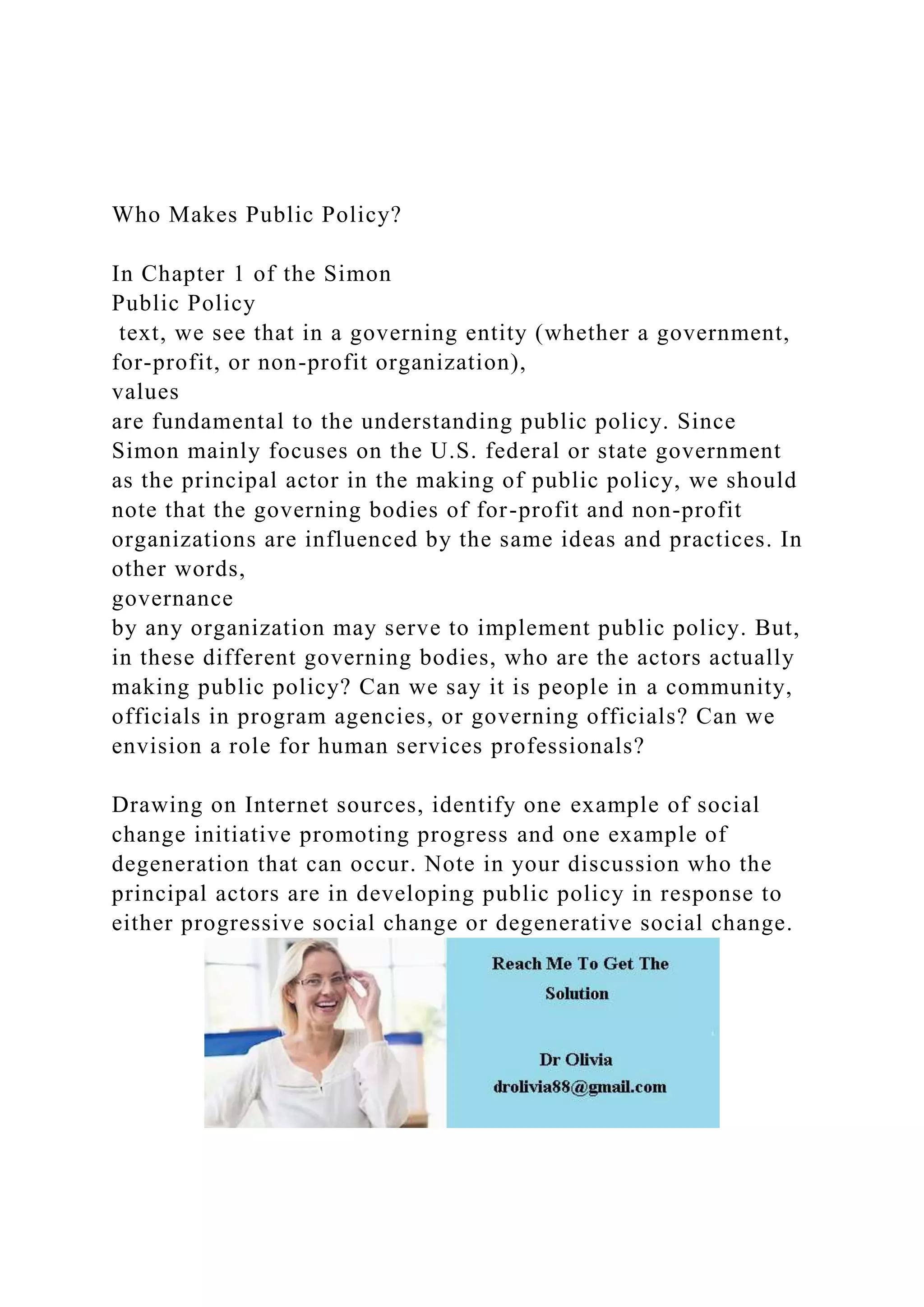 Who Makes Public Policy