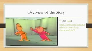 Overview of the Story
• Click [here]
https://prezi.com/akjhjurq1
n4h/who-moved-my-
cheese-analysis/#
 