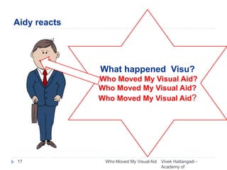 Aidy reacts
Vivek Hattangadi -
Academy of
17 Who Moved My Visual Aid
What happened Visu?
Who Moved My Visual Aid?
Who Moved My Visual Aid?
Who Moved My Visual Aid?
 