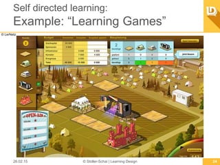 Self directed learning:
Example:“Learning Games”
26.02.15 © Stoller-Schai | Learning Design 24
© LerNetz
 