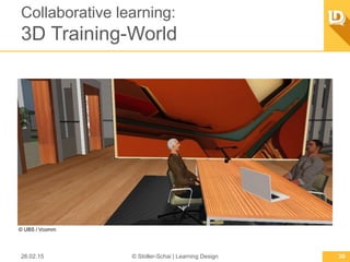 Collaborative learning:
3D Training-World
26.02.15 © Stoller-Schai | Learning Design 30
© UBS / Vcomm
 