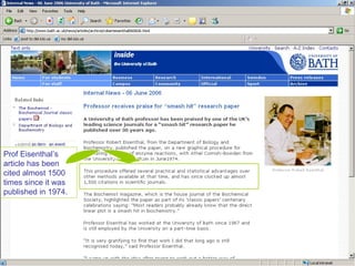 Prof Eisenthal’s article has been cited almost 1500 times since it was published in 1974. 