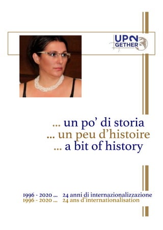 ... un po’ di storia
... un peu d’histoire
... a bit of history
1996 - 2020 ... 24 anni di internazionalizzazione
1996 - 2020 ... 24 ans d’internationalisation
 