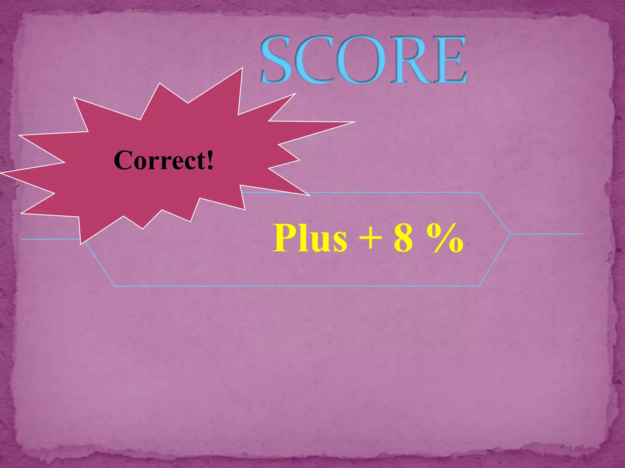 Correct!

           Plus + 8 %
 