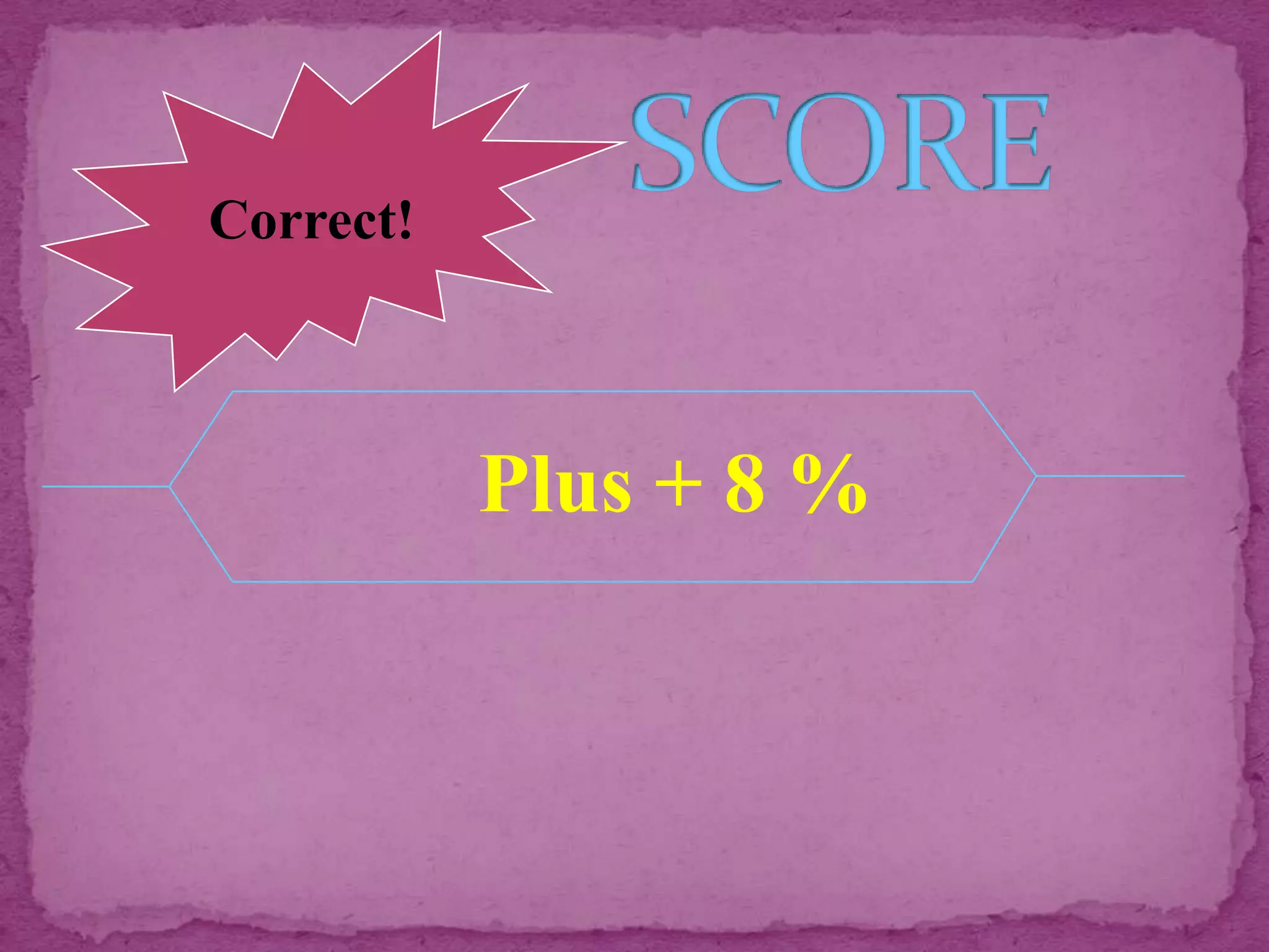 Correct!



           Plus + 8 %
 