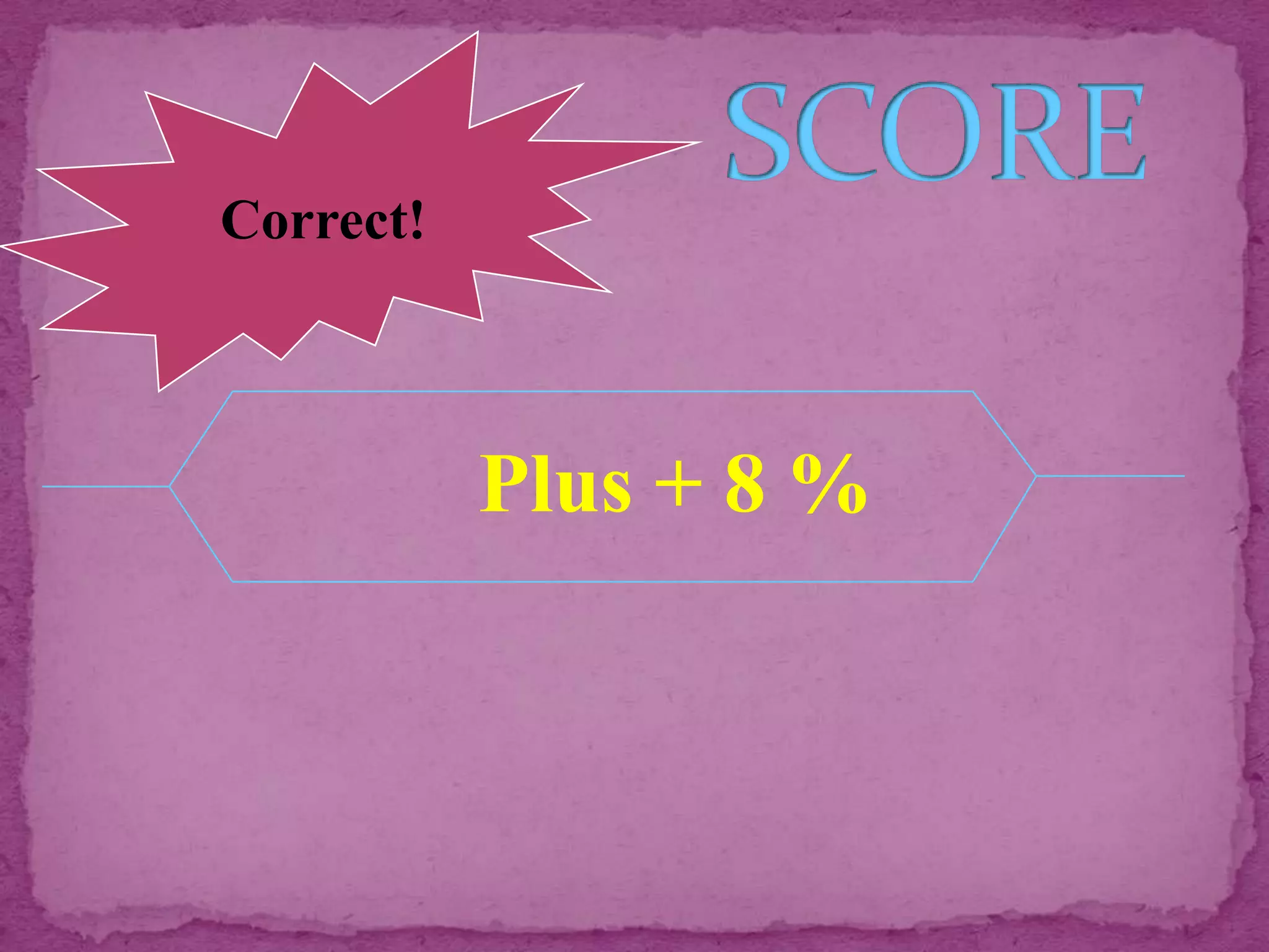 Correct!



           Plus + 8 %
 