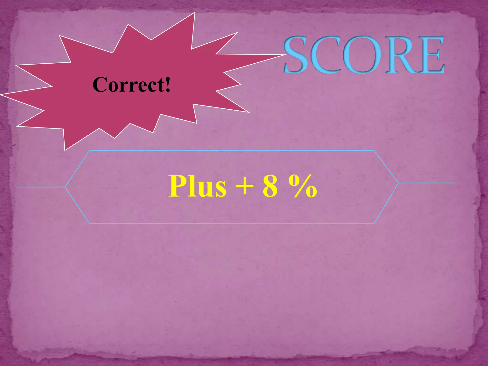 Correct!



       Plus + 8 %
 