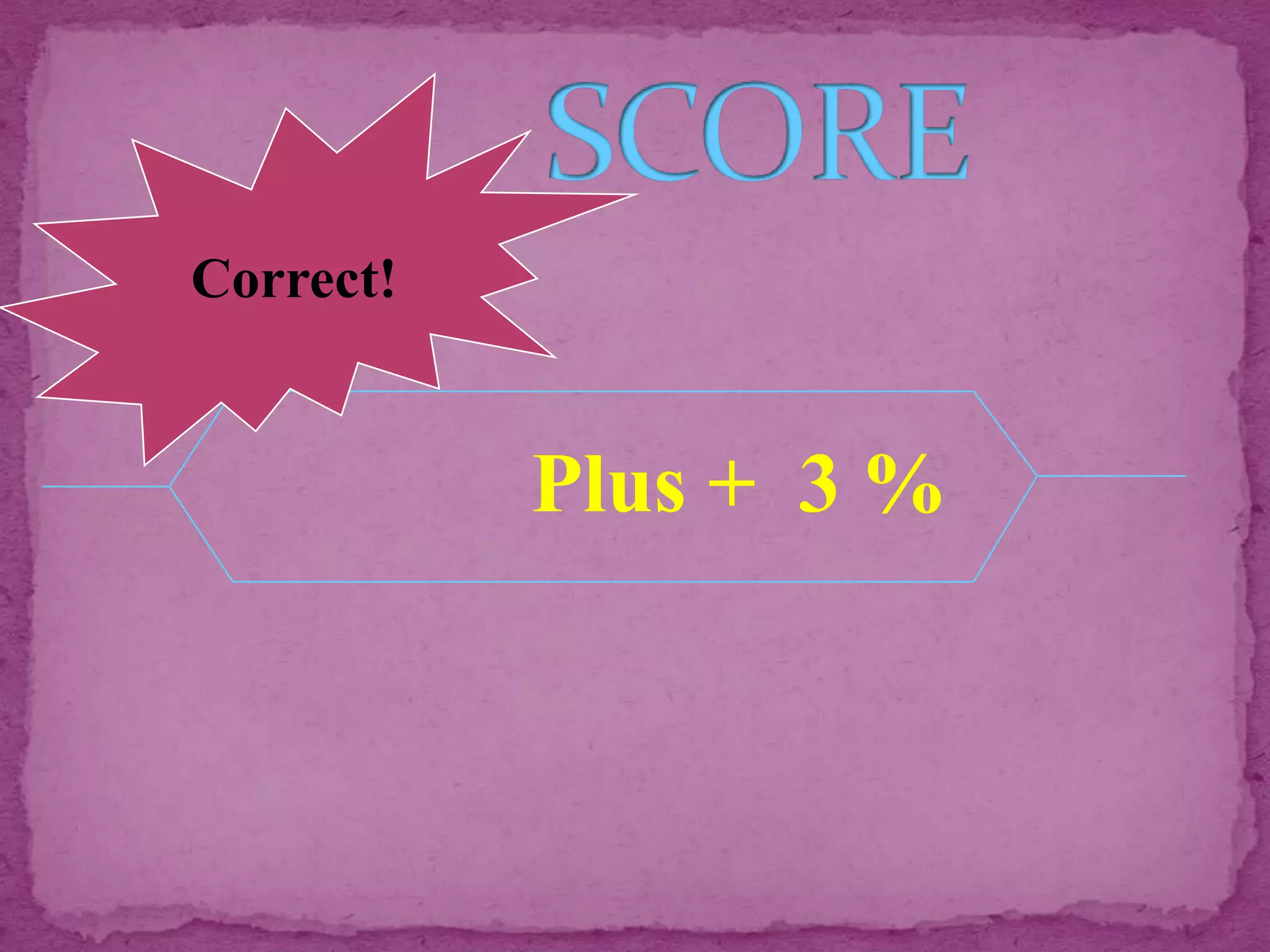 Correct!


           Plus + 3 %
 