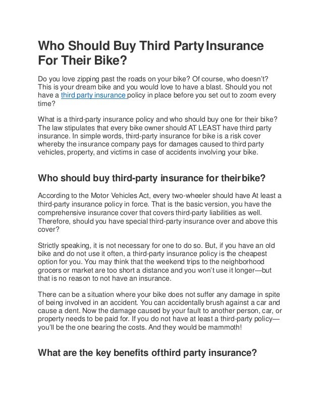 Who should buy third party insurance for their bike Who should buy third party insurance for their bike