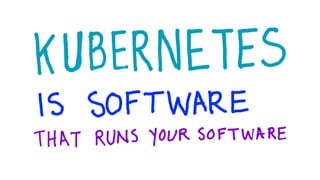 Kubernetes is software that runs software (your containerized applications)
 