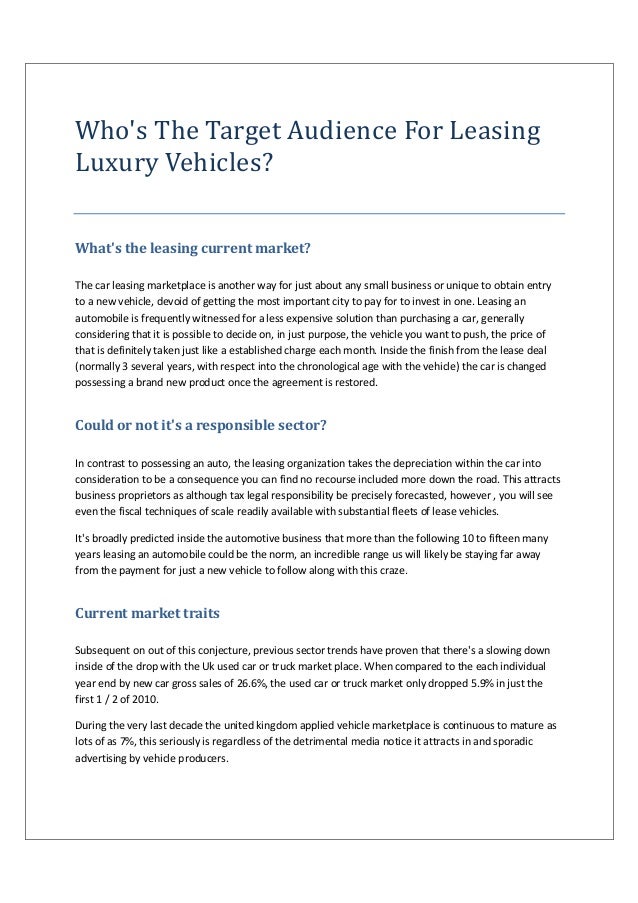 Who is the target market for luxury car leasing?
