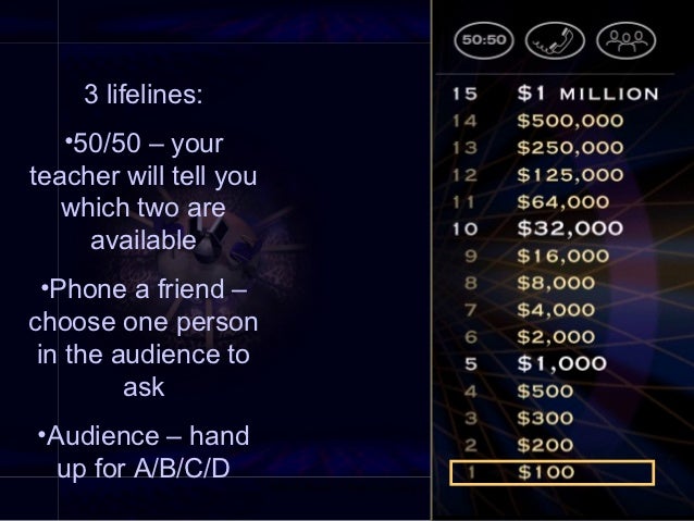 Who Wants To Be A Millionaire Income And Expenditure And Budgeting