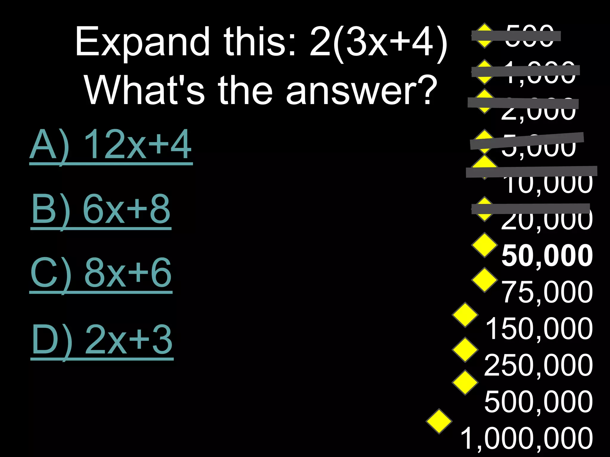 Who wants to be a millionaire? - Maths Questionnaire | PPTX