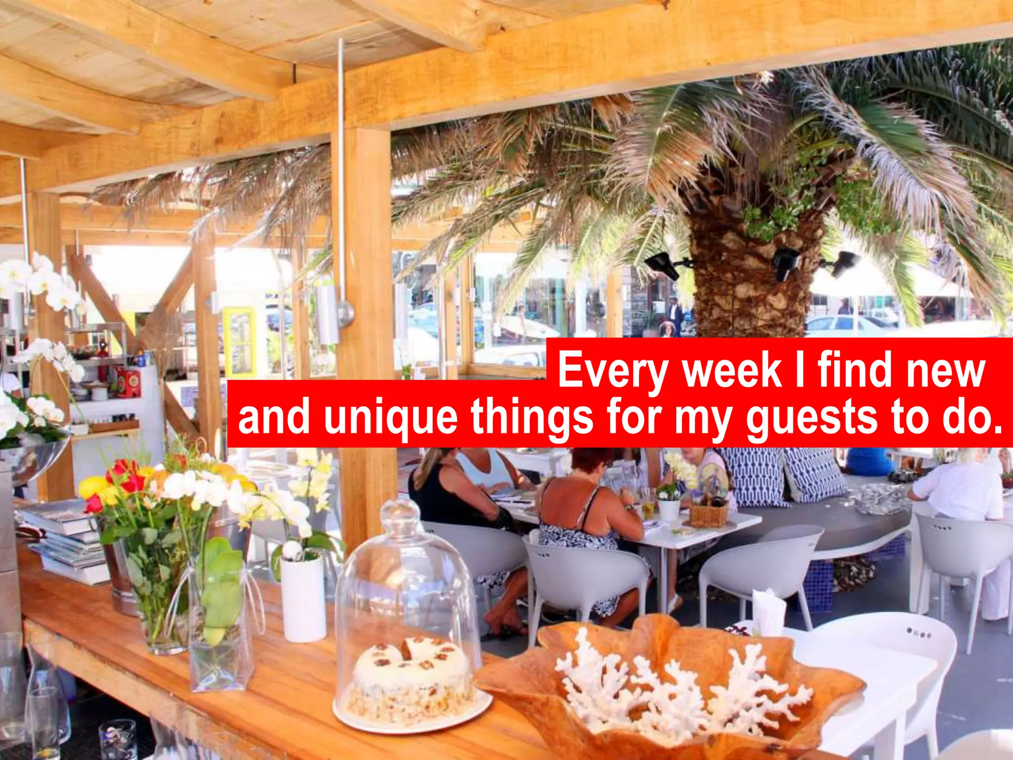 Every week I find newand unique things for my guests to do.