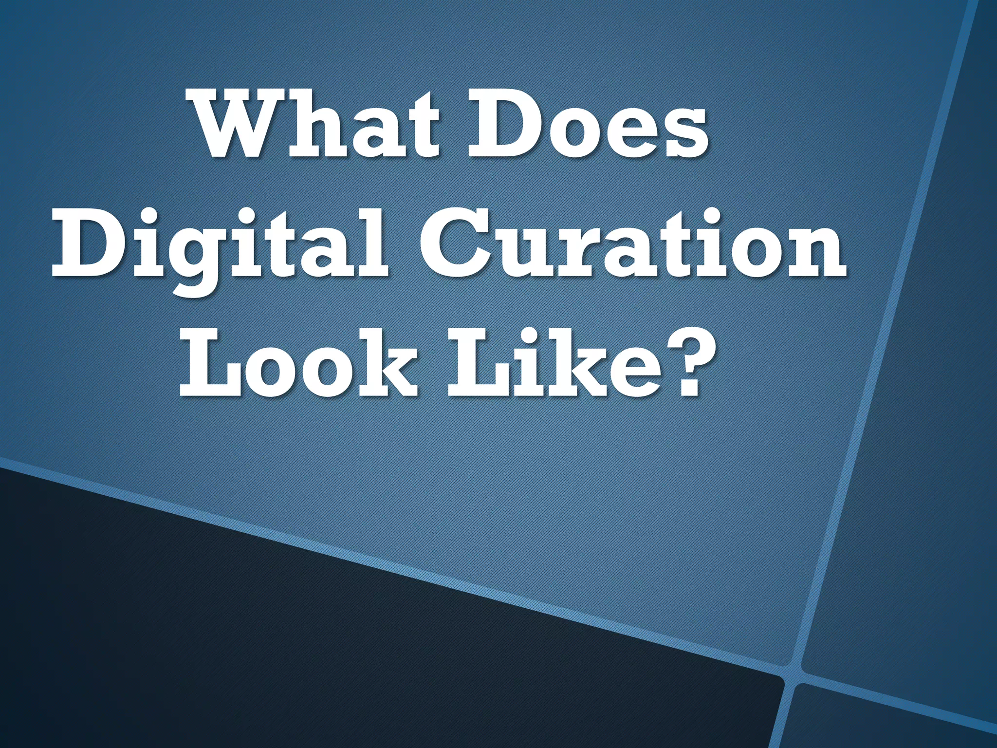 What Does
Digital Curation
Look Like?
 