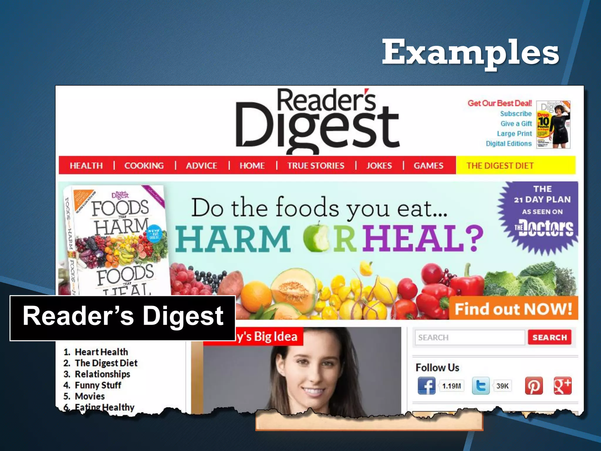 Examples
Reader’s Digest
 