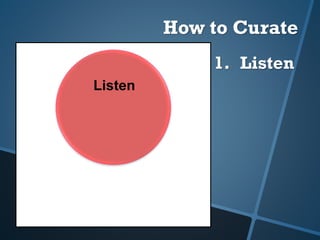 Listen
1. Listen
How to Curate
 
