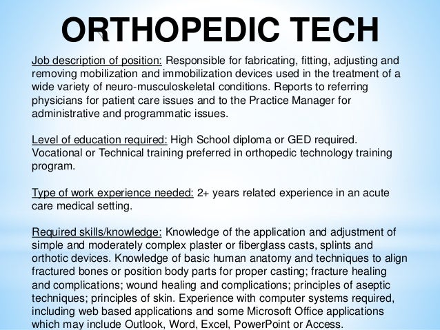 who will hire me orthopedic job description